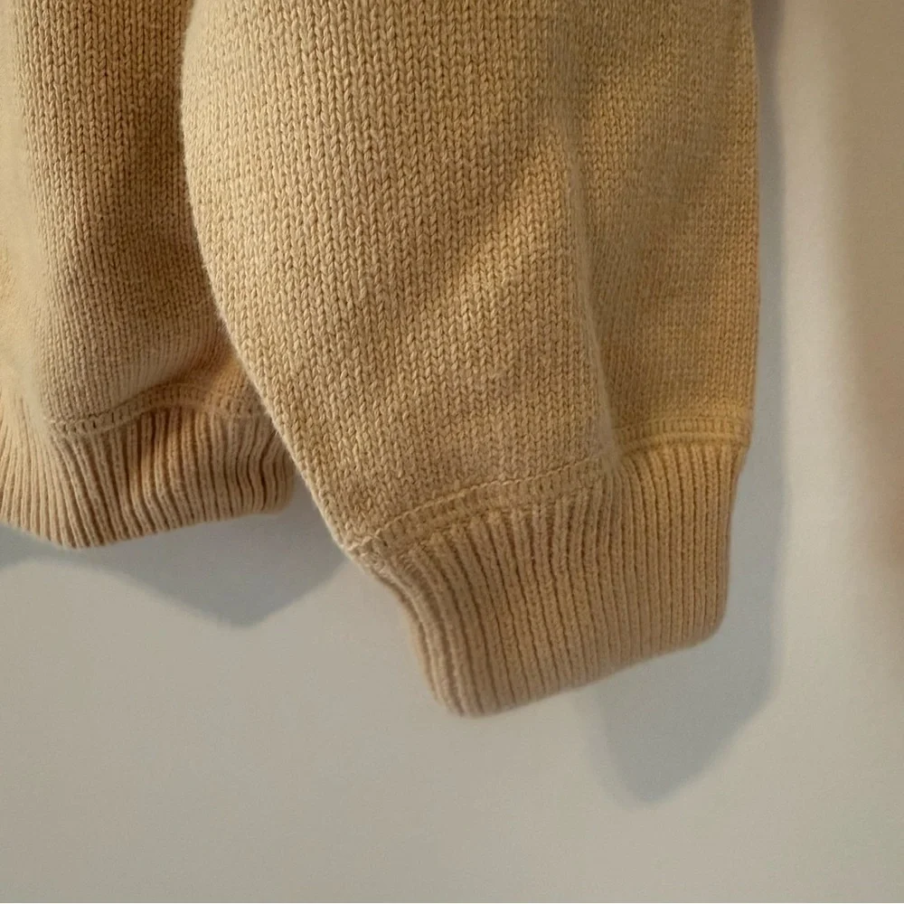 Eddie Bauer Vintage 90s Yellow Chunky Grandpacore Fisherman Men’s Cotton Sweater